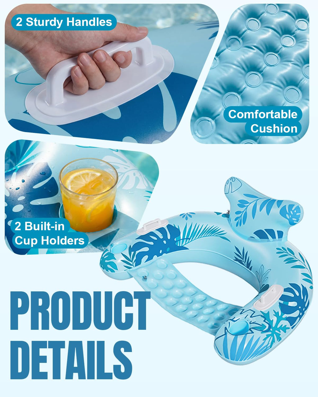 Inflatable Pool Floats with Cup Holders O149