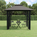 Steel Gazebo with Mesh Sidewalls Double-Tiered Roof A8087