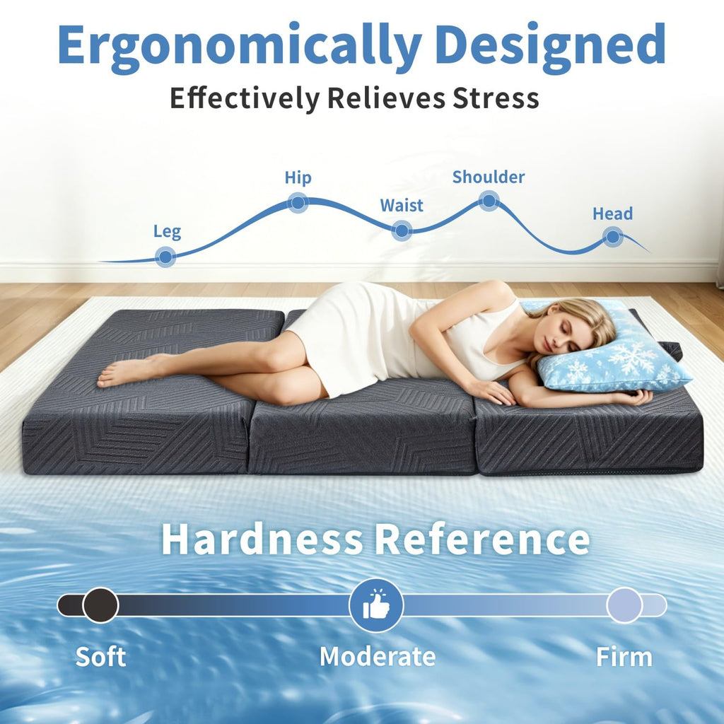 6 Inch Foldable Memory Foam Mattress Queen Size I829529