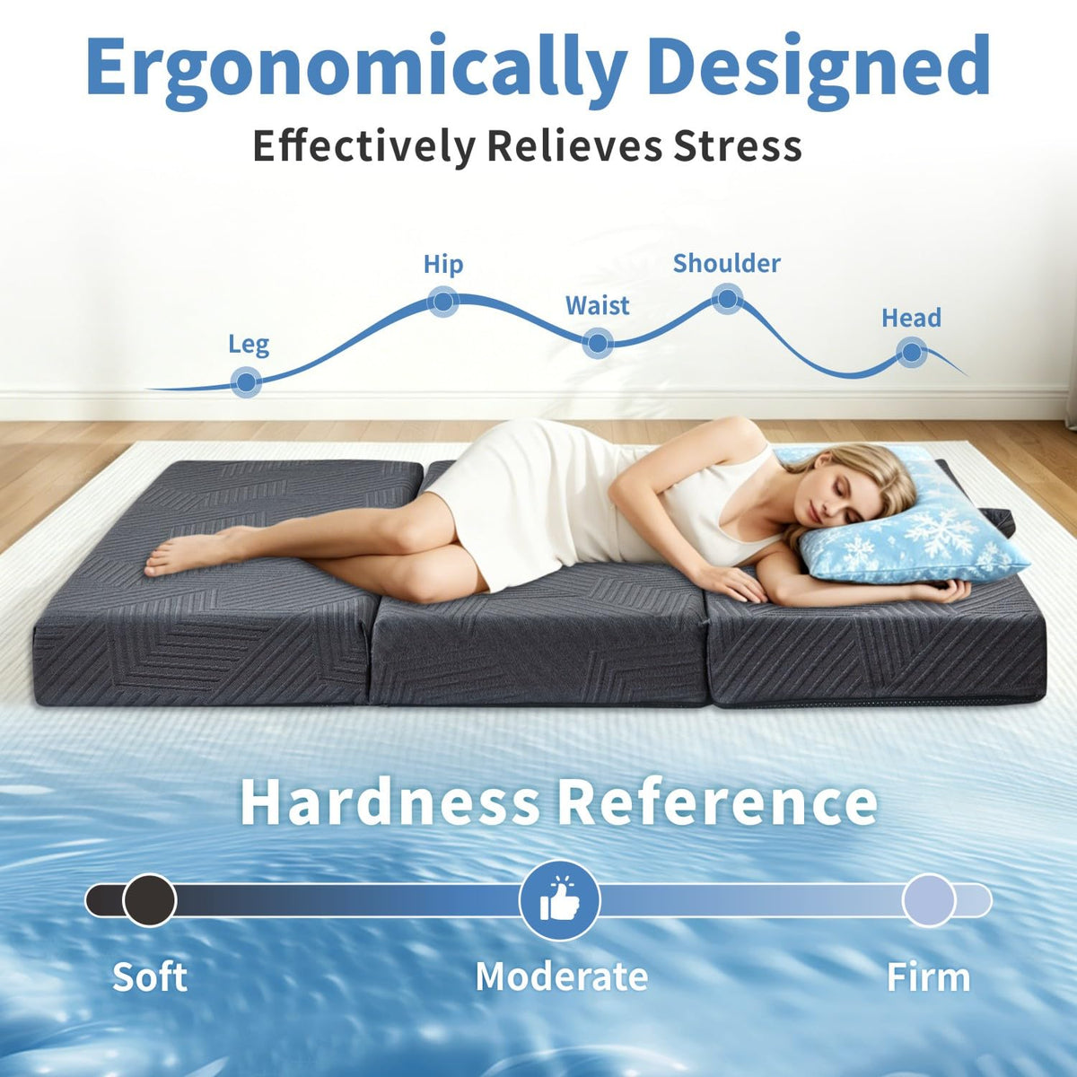 6 Inch Foldable Memory Foam Mattress Queen Size I829529