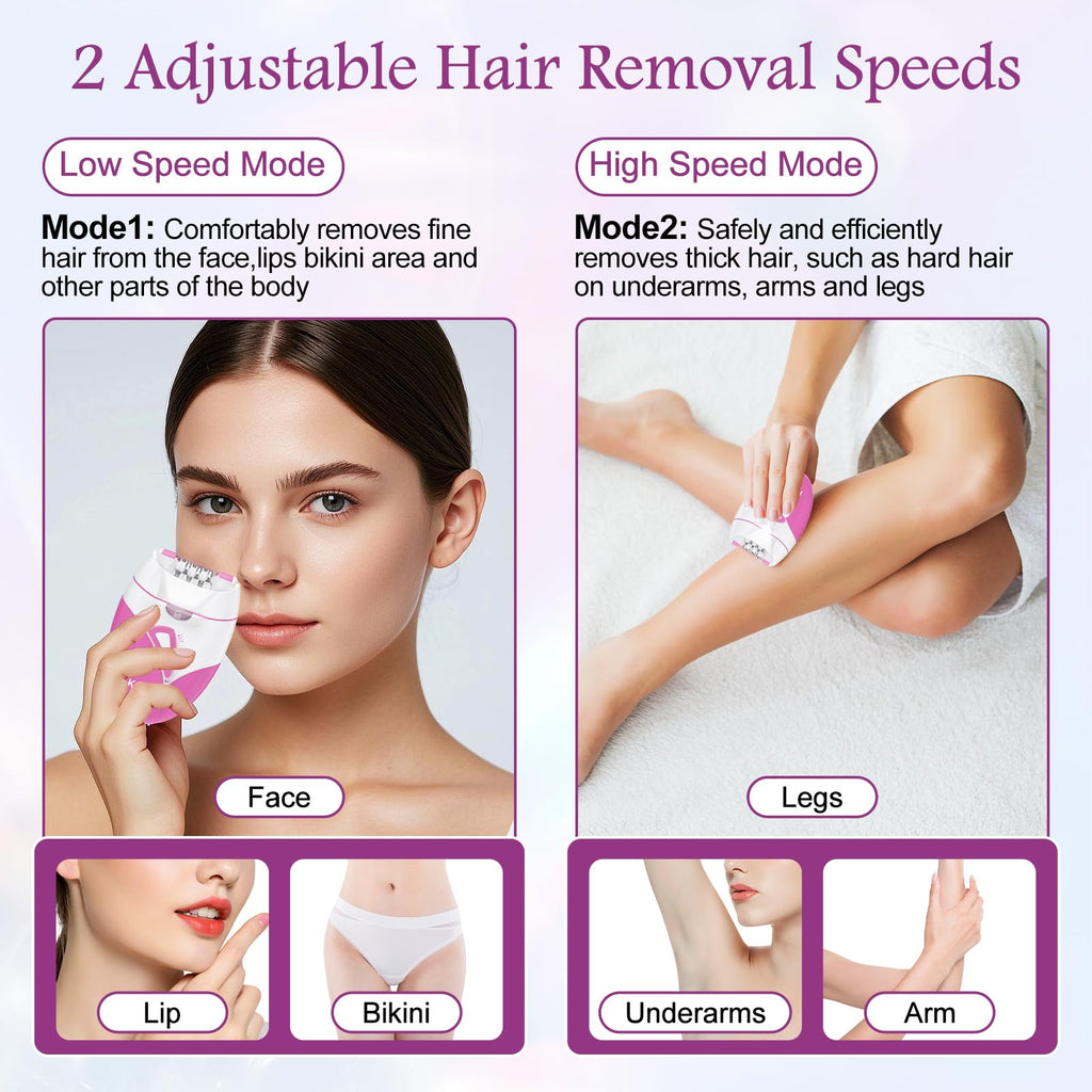 Rechargeable Cordless Electric Epilator with 2 Speed & LED Light Q5039