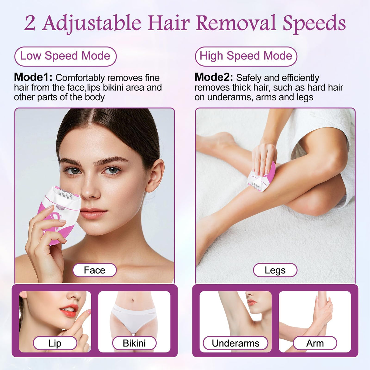 Rechargeable Cordless Electric Epilator with 2 Speed & LED Light Q5039