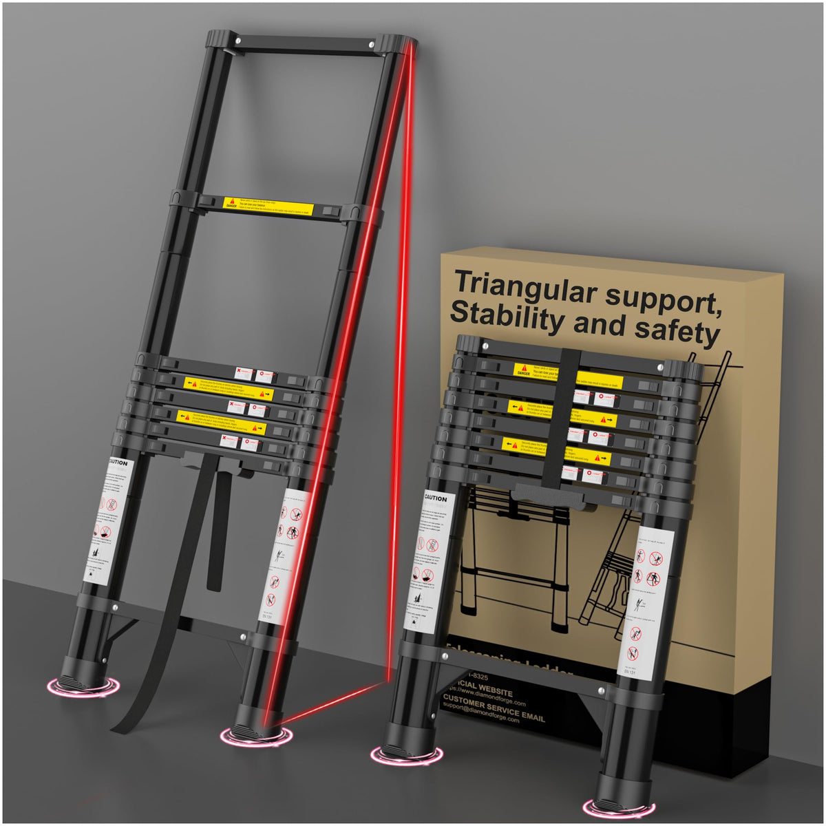 8.5 FT 330 Lbs Aluminum Telescoping Ladder I13066