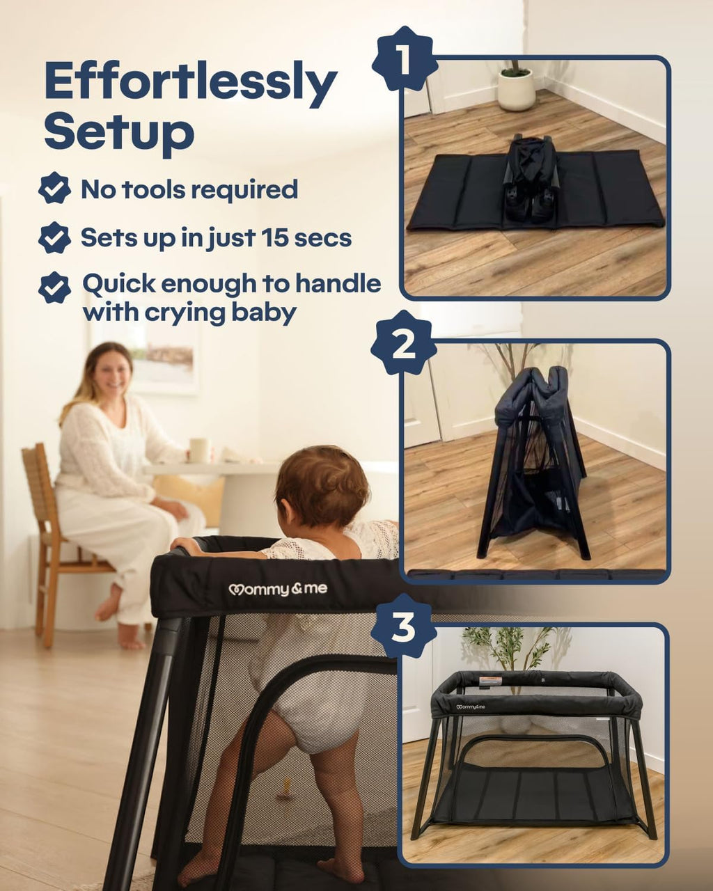 Black Travel Crib L112