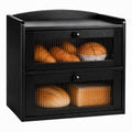 Wooden 2-Tier Bread Box with Window Y743