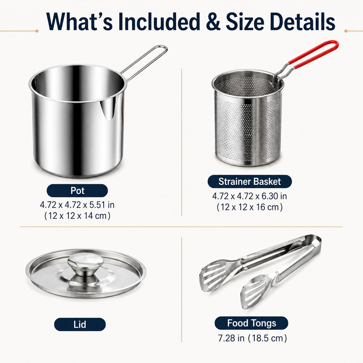 Stainless Steel 3 Piece Deep Fryer Set D42344