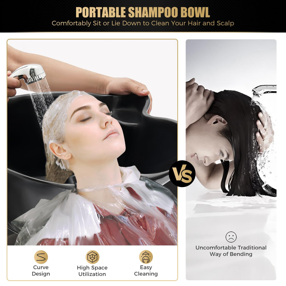 Portable Plastic Shampoo Bowl with Electric Pump and Drain Hoses A38210