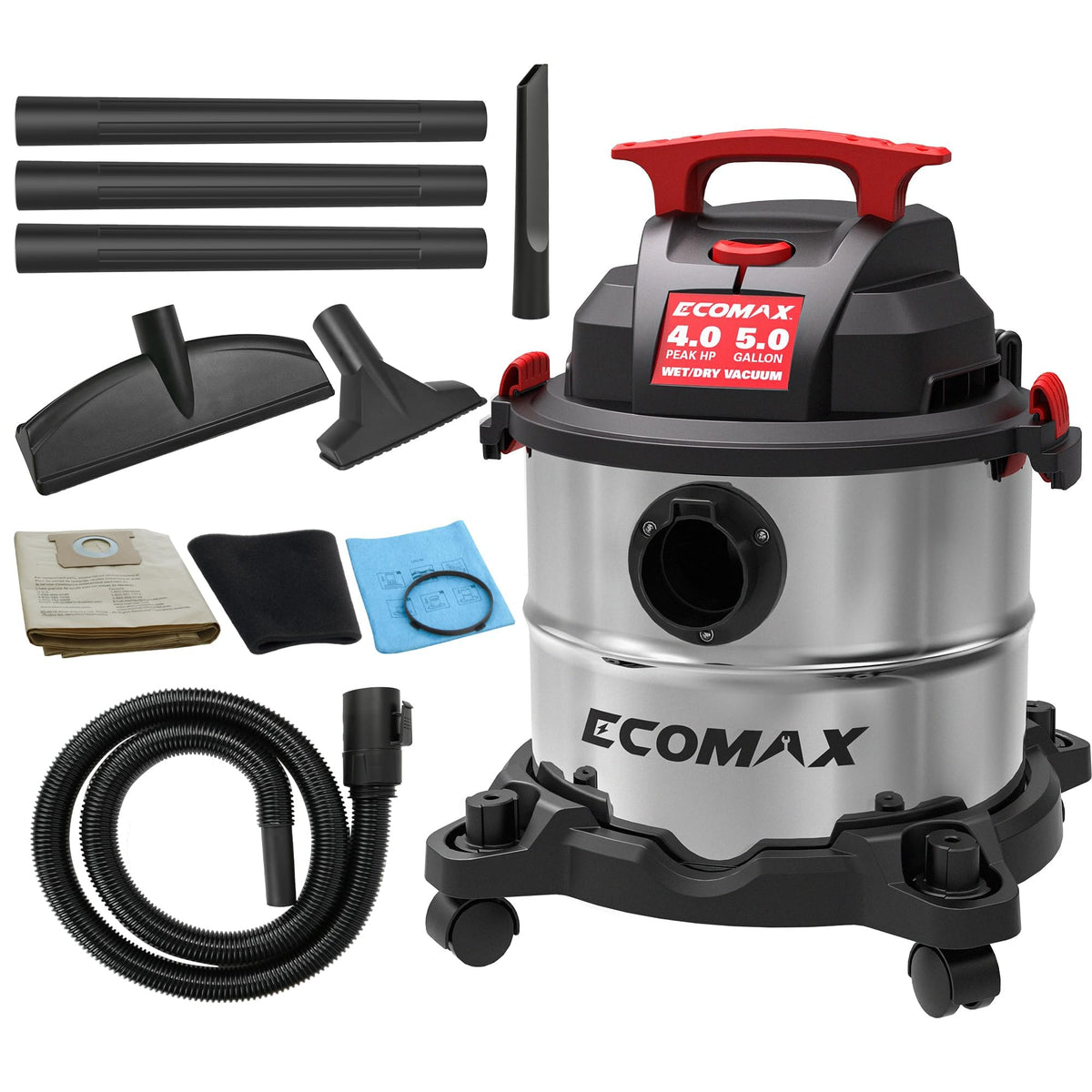 Wet and Dry 5 Gallon 4 HP Stainless Steel Shop Vacuum E99158