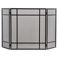 Black 3-Panel Steel Mesh Trifold Fireplace Screen J5710