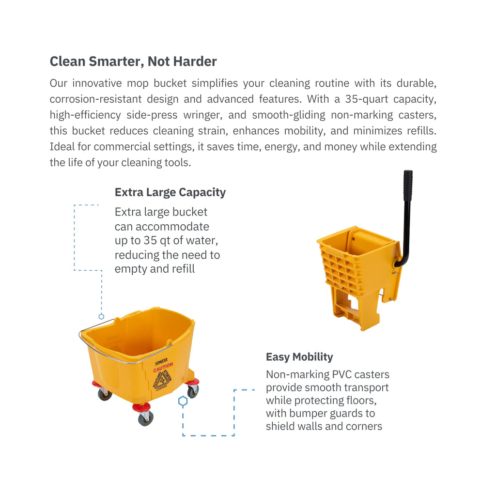 35-Quart Commercial Mop Bucket with Side-Press Wringer T4666