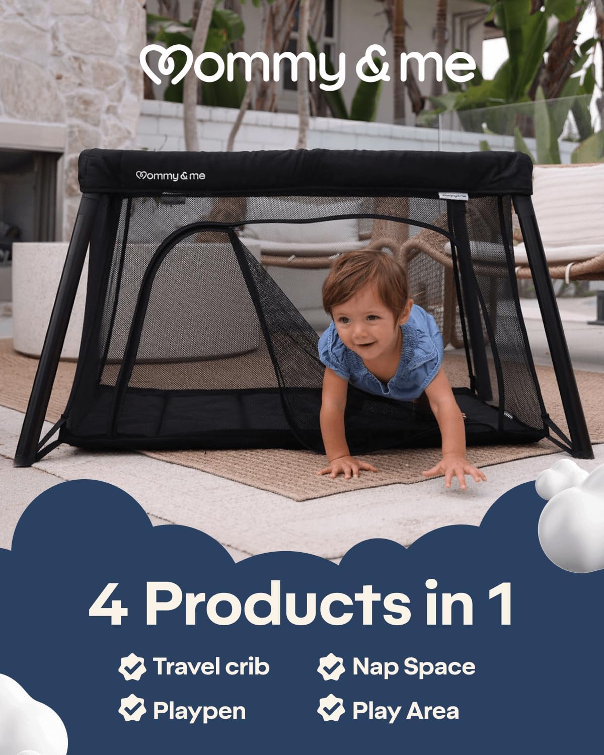Black Travel Crib L112