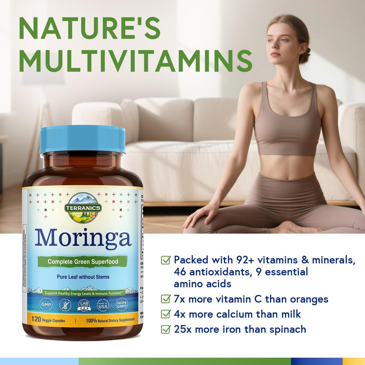 Moringa Oleifera Leaf Powder 120 Vegan Caps C92640