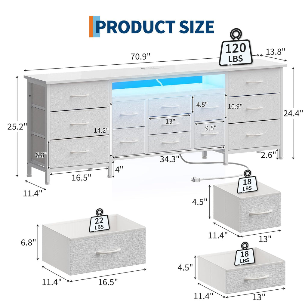 White 70 Inch 13 Drawer TV Stand F616677