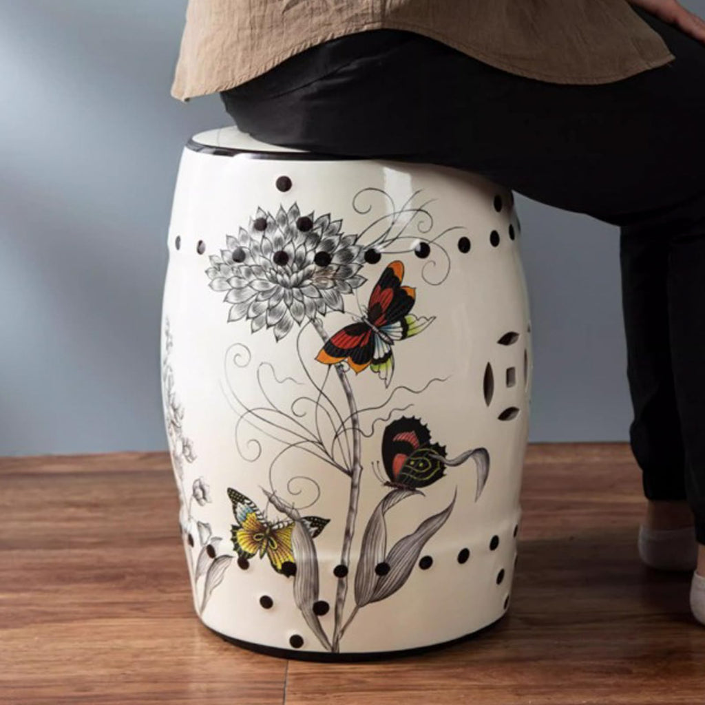 Glazed Ceramic Decorative Garden Stool 28x28x46cm S282