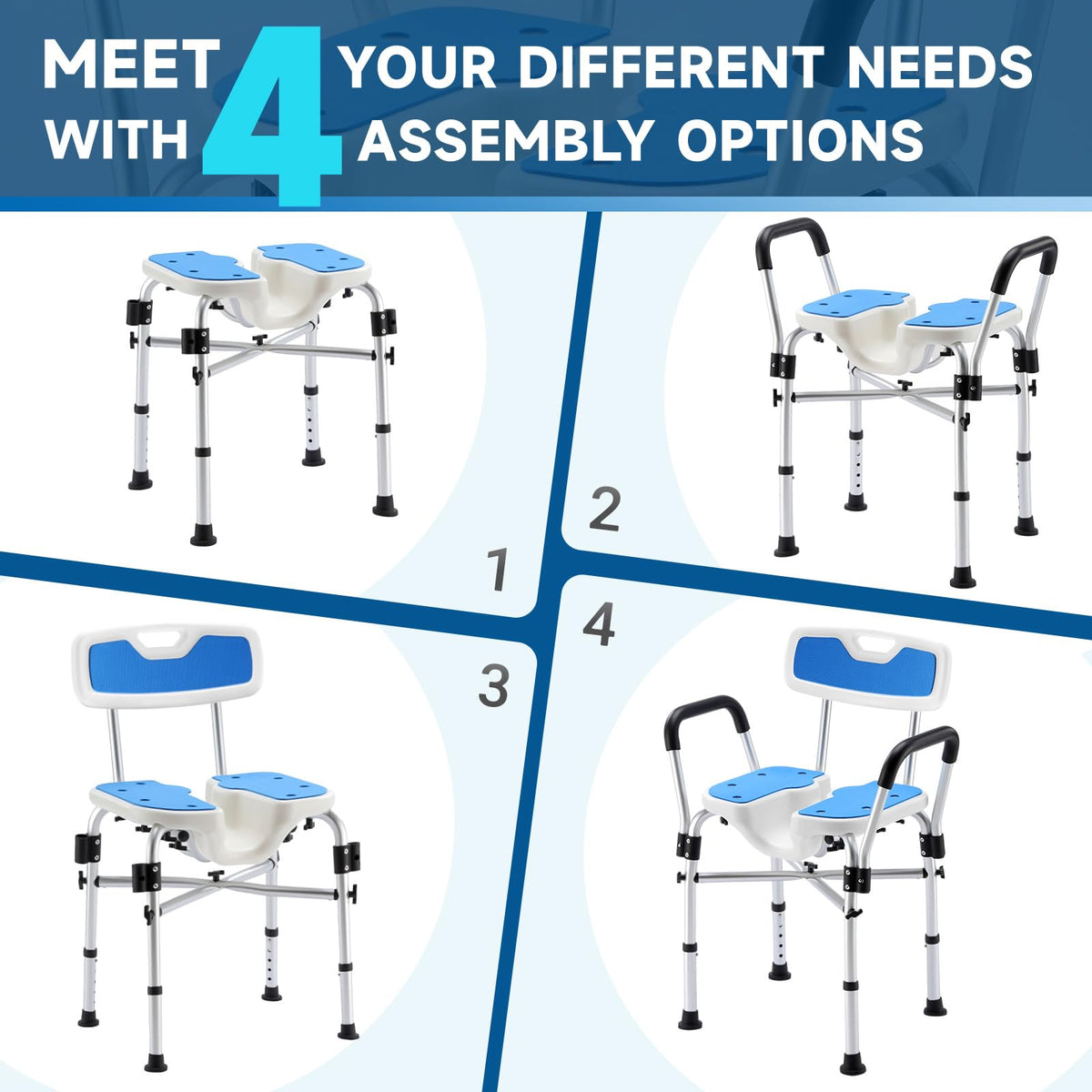 U-Shaped Shower Chair with Arms & Back O841