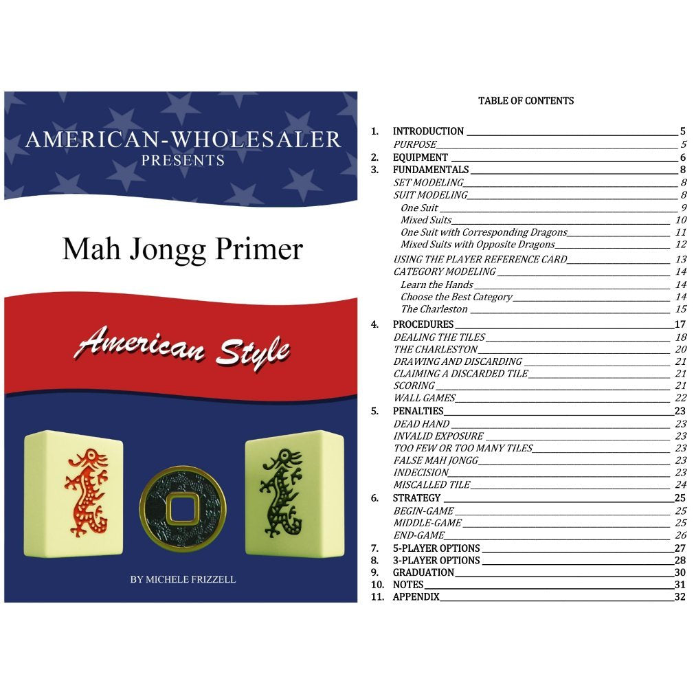 American Mahjong Set 166 White Tiles 4 All-in-One Rack/Pushers Blue Soft Bag R970