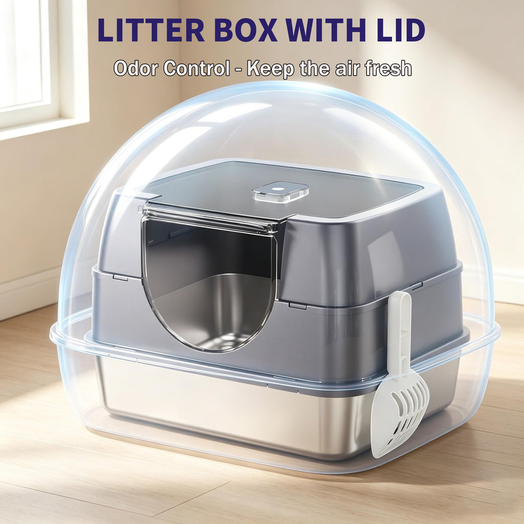 Fully Enclosed Stainless Steel Cat Litter Box A75505