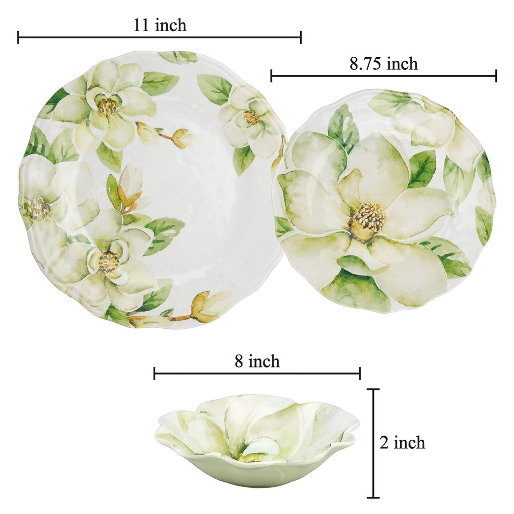 12 Piece Green Melamine Dinnerware Set H703