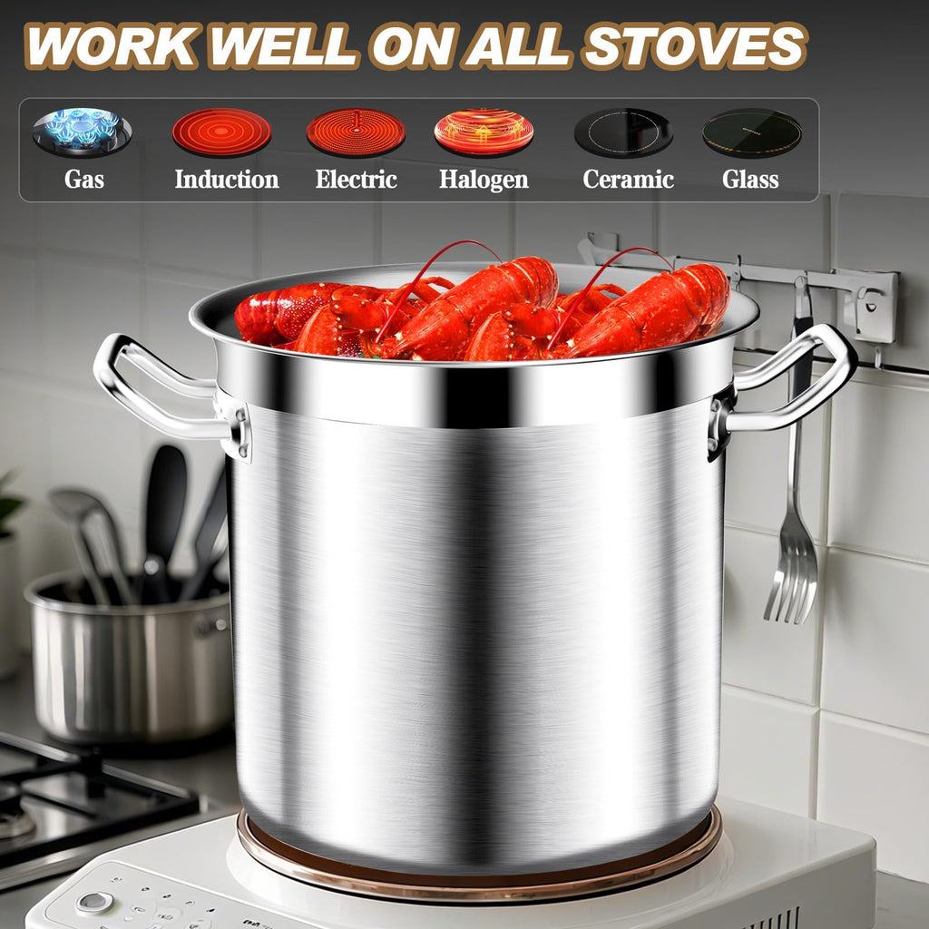 40QT Stainless Steel Stockpot with Lid P753