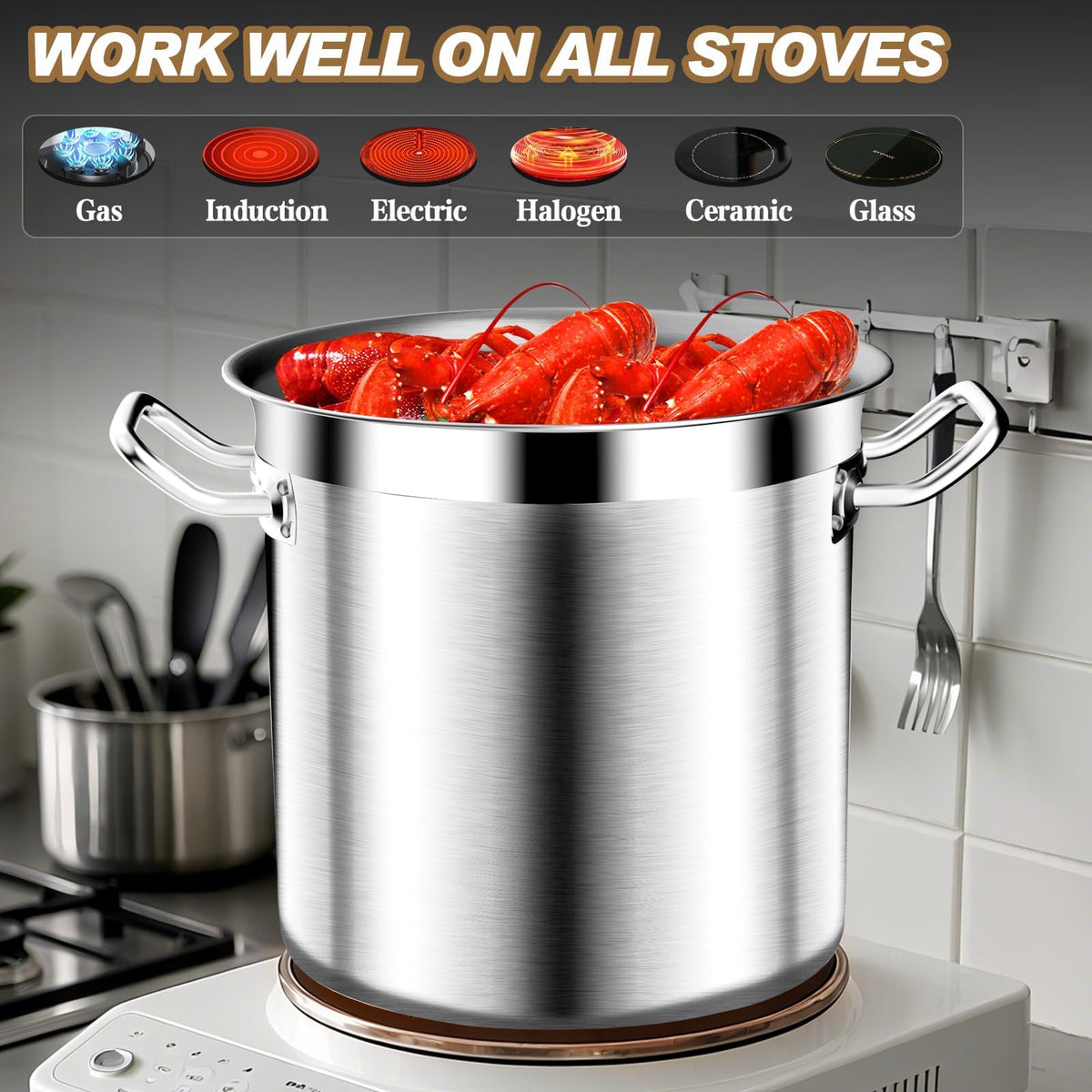 40QT Stainless Steel Stockpot with Lid P753