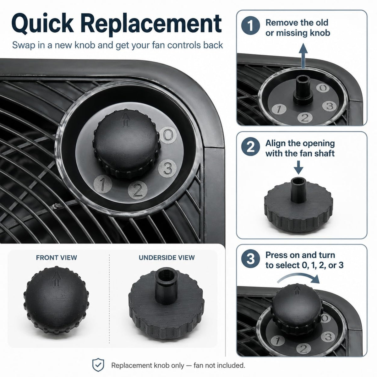 Black Replacement Power Speed Knob G848552