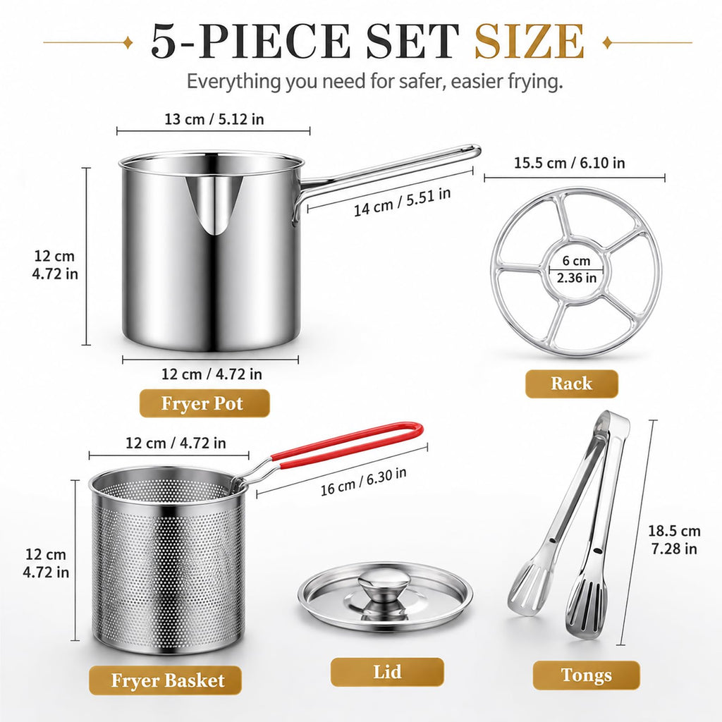 Stainless Steel 3 Piece Deep Fryer Set D42344