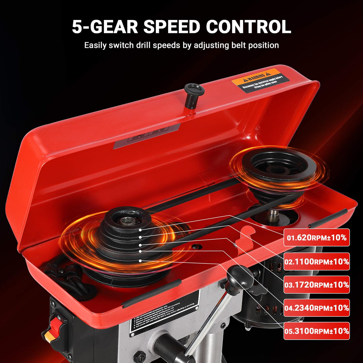 8" Benchtop Drill Press with 5 Adjustable Speeds and Tilting Worktable I5158