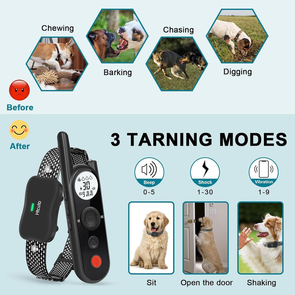 Wireless Dog Fence and Remote Training Collar, IPX7 Waterproof, Black U6063