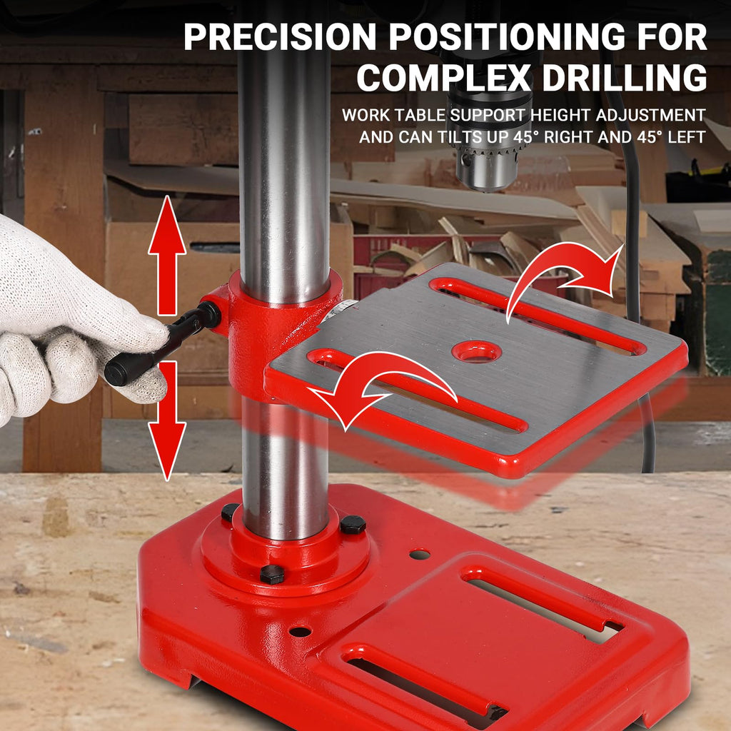 8" Benchtop Drill Press with 5 Adjustable Speeds and Tilting Worktable I5158