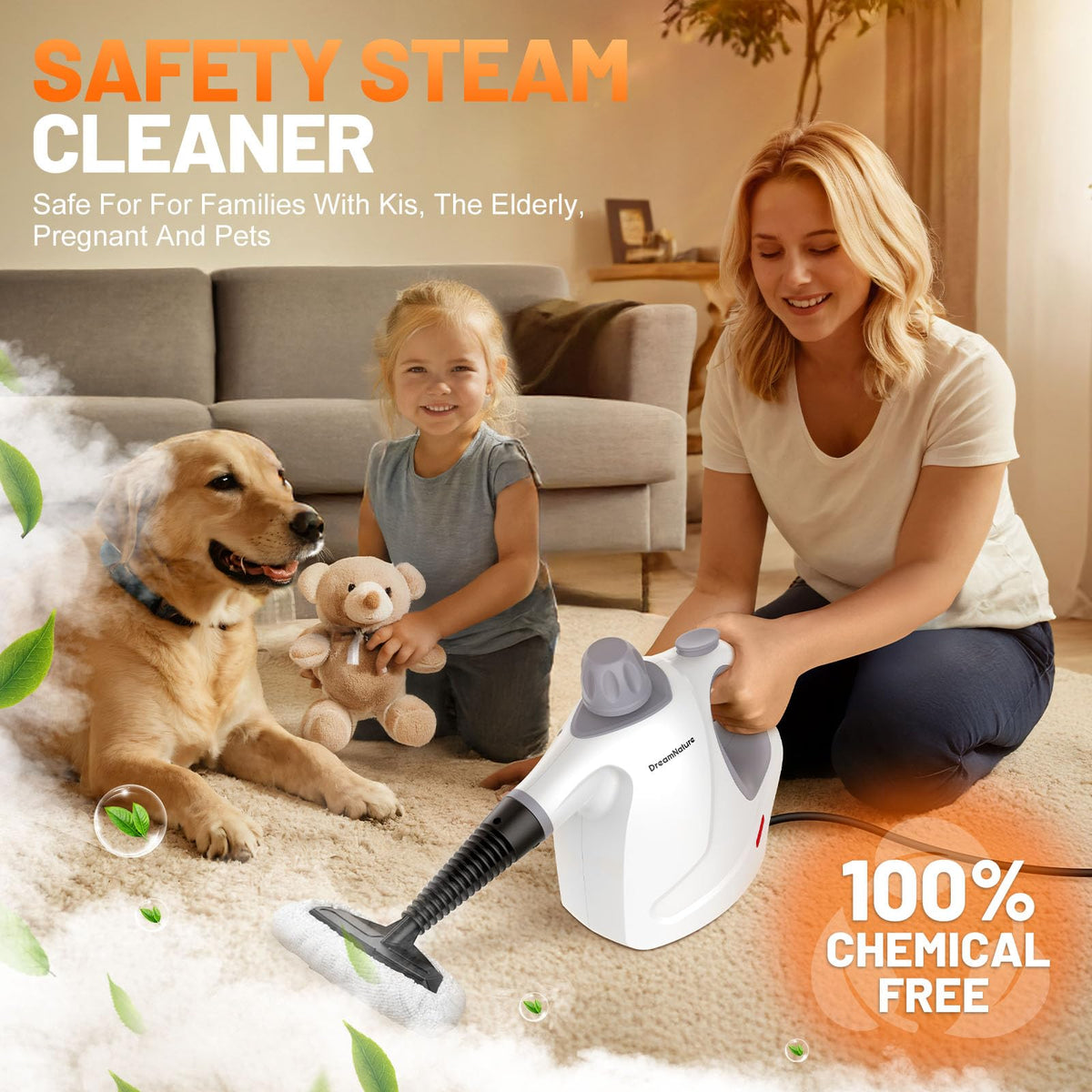 Handheld Pressurized Steam Cleaner with 11-Pieces Accessories S567