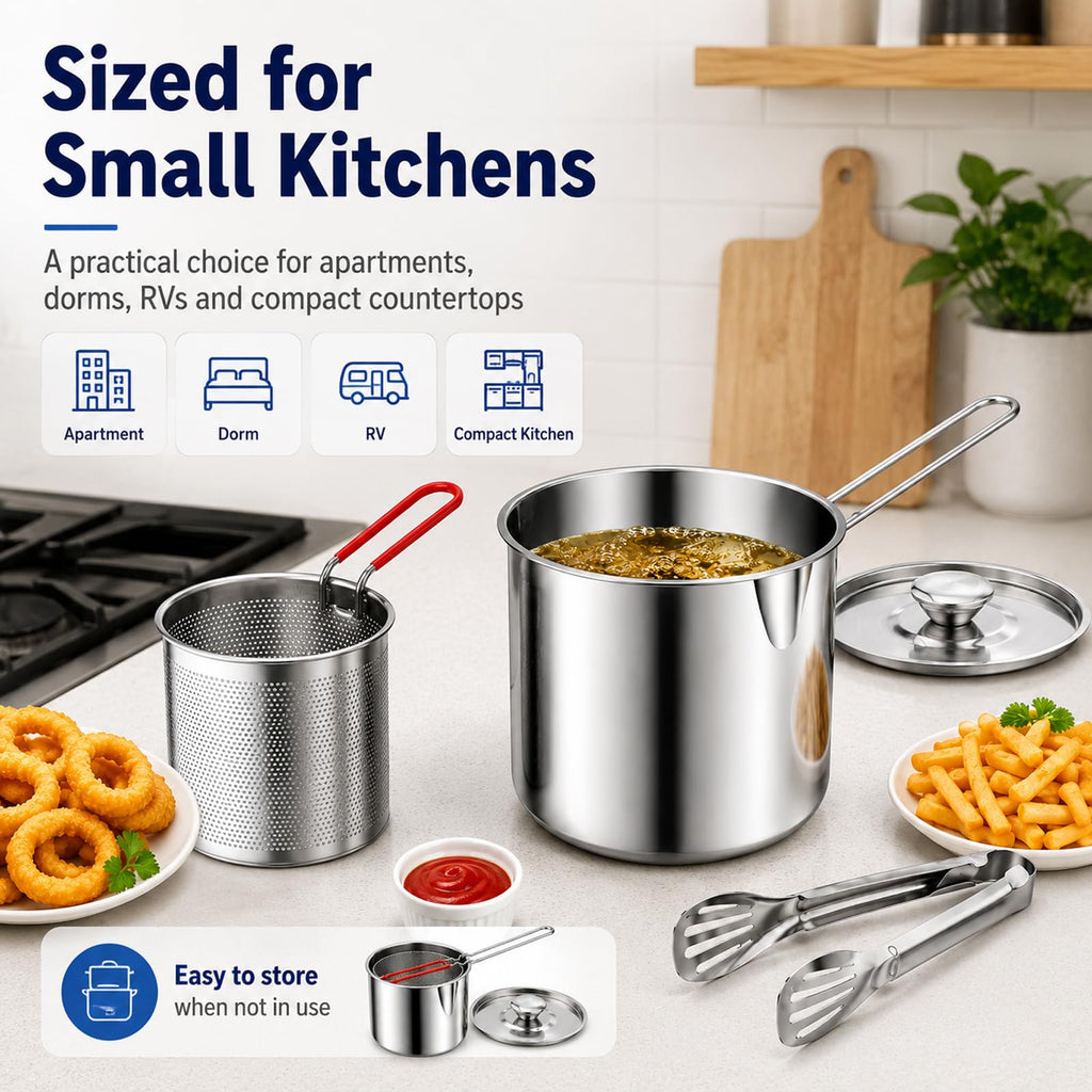 Stainless Steel 3 Piece Deep Fryer Set D42344