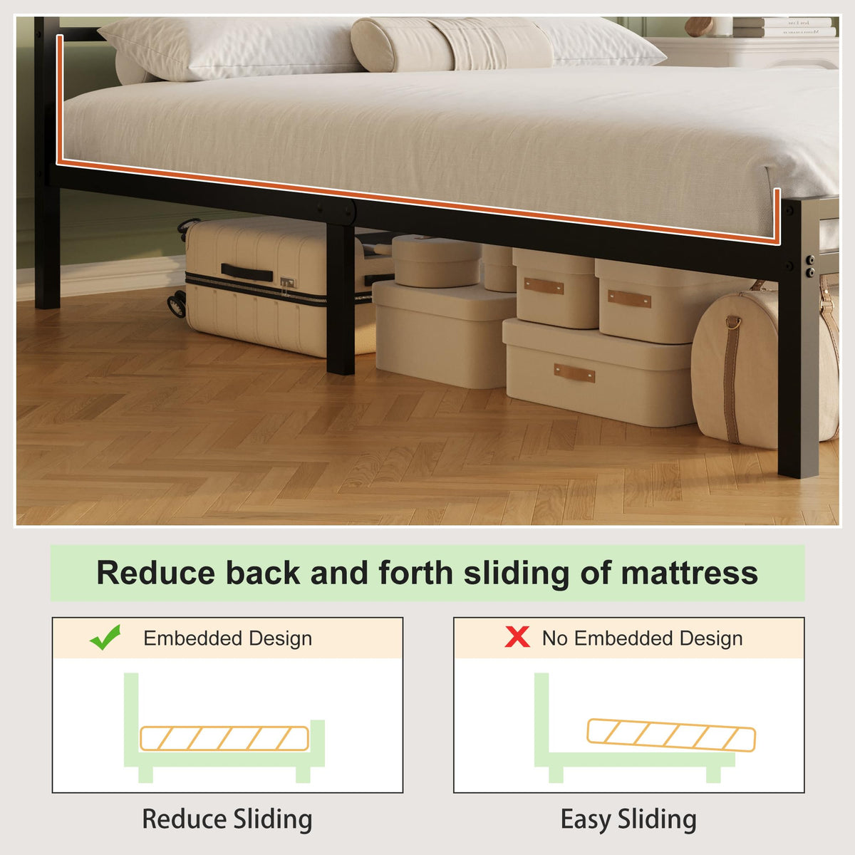 12 Inch Full Size Bed Frame with Headboard and Footboard L99260