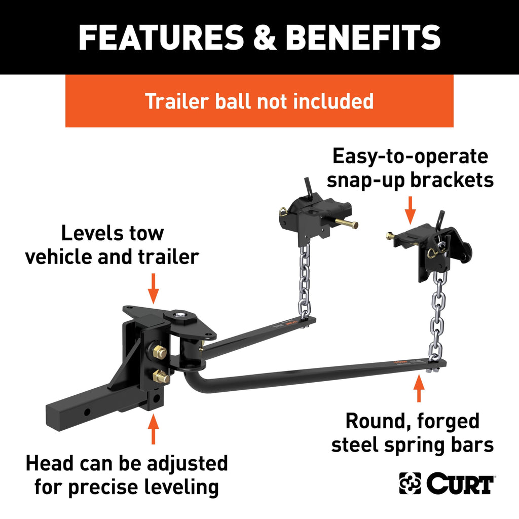 Round Bar Weight Distribution Hitch 14,000 lbs. 2-Inch Shank M1724