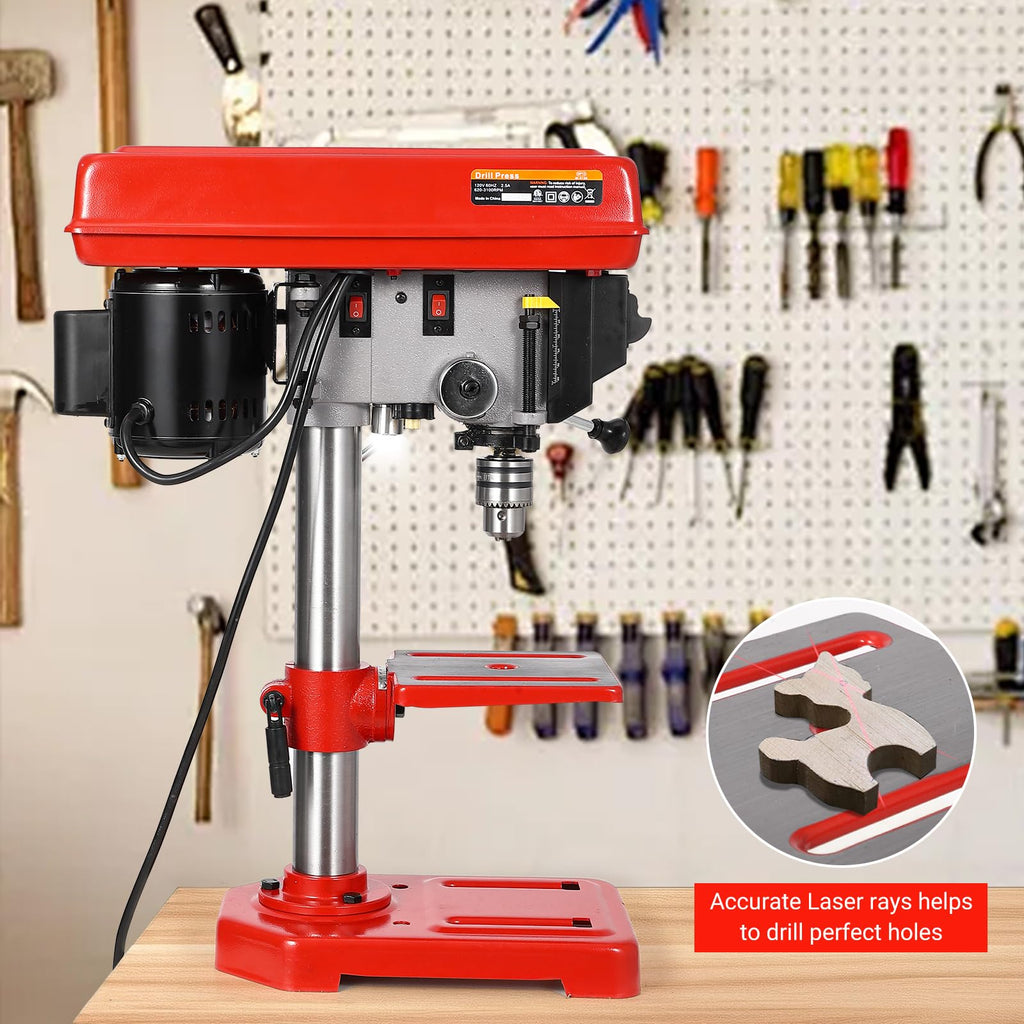 8" Benchtop Drill Press with 5 Adjustable Speeds and Tilting Worktable I5158