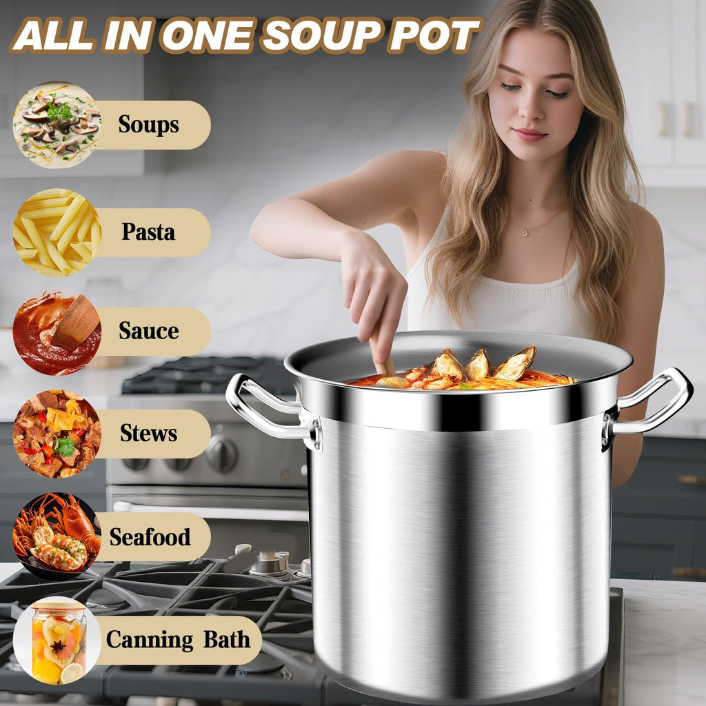 40QT Stainless Steel Stockpot with Lid P753