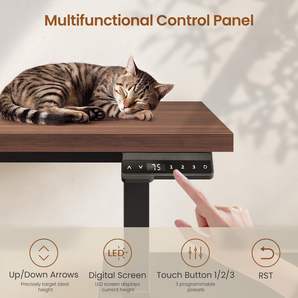 L Shaped Black Electric Standing Desk with 6 Drawers J40102