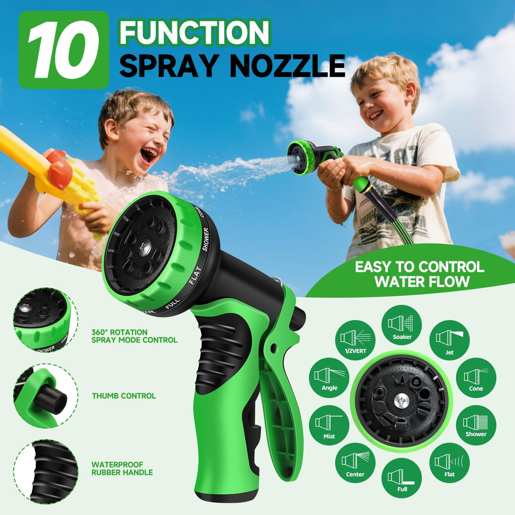 100FT Non-Expandable Kink-Free Garden Hose with Spray Nozzle F341