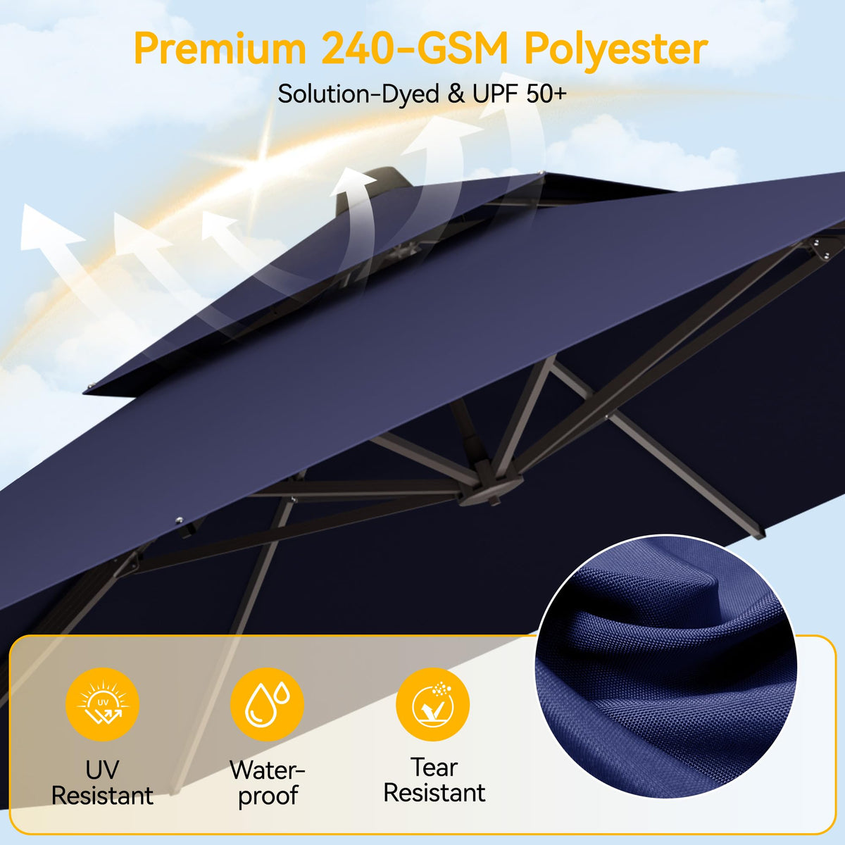 10x13 FT Cantilever Patio Umbrella with Base X98734
