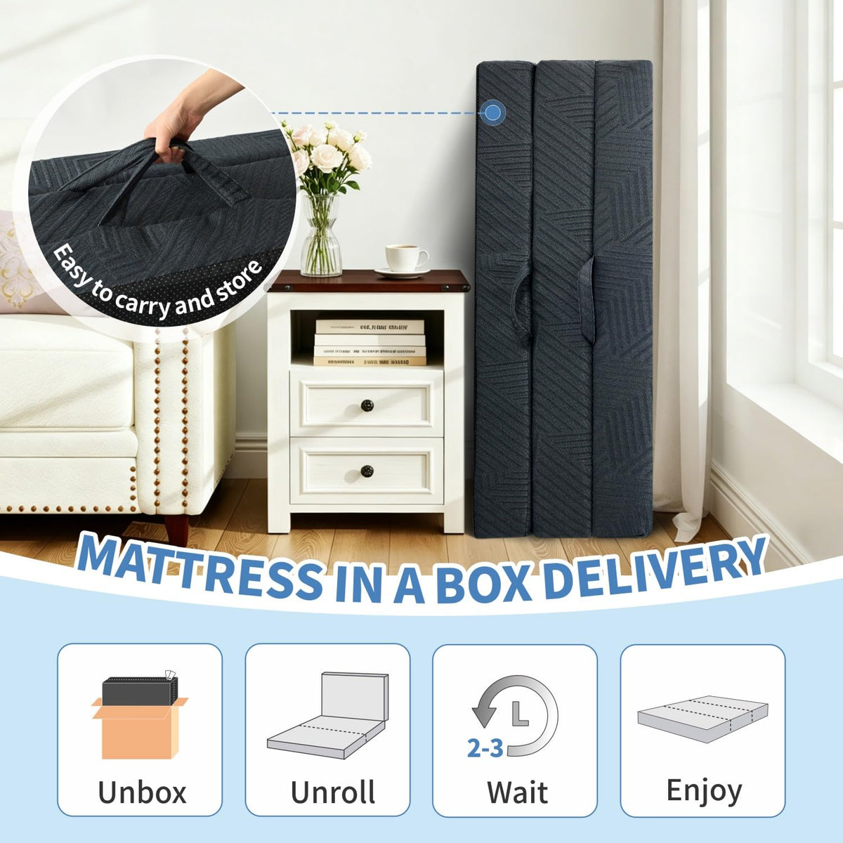 6 Inch Foldable Memory Foam Mattress Queen Size I829529