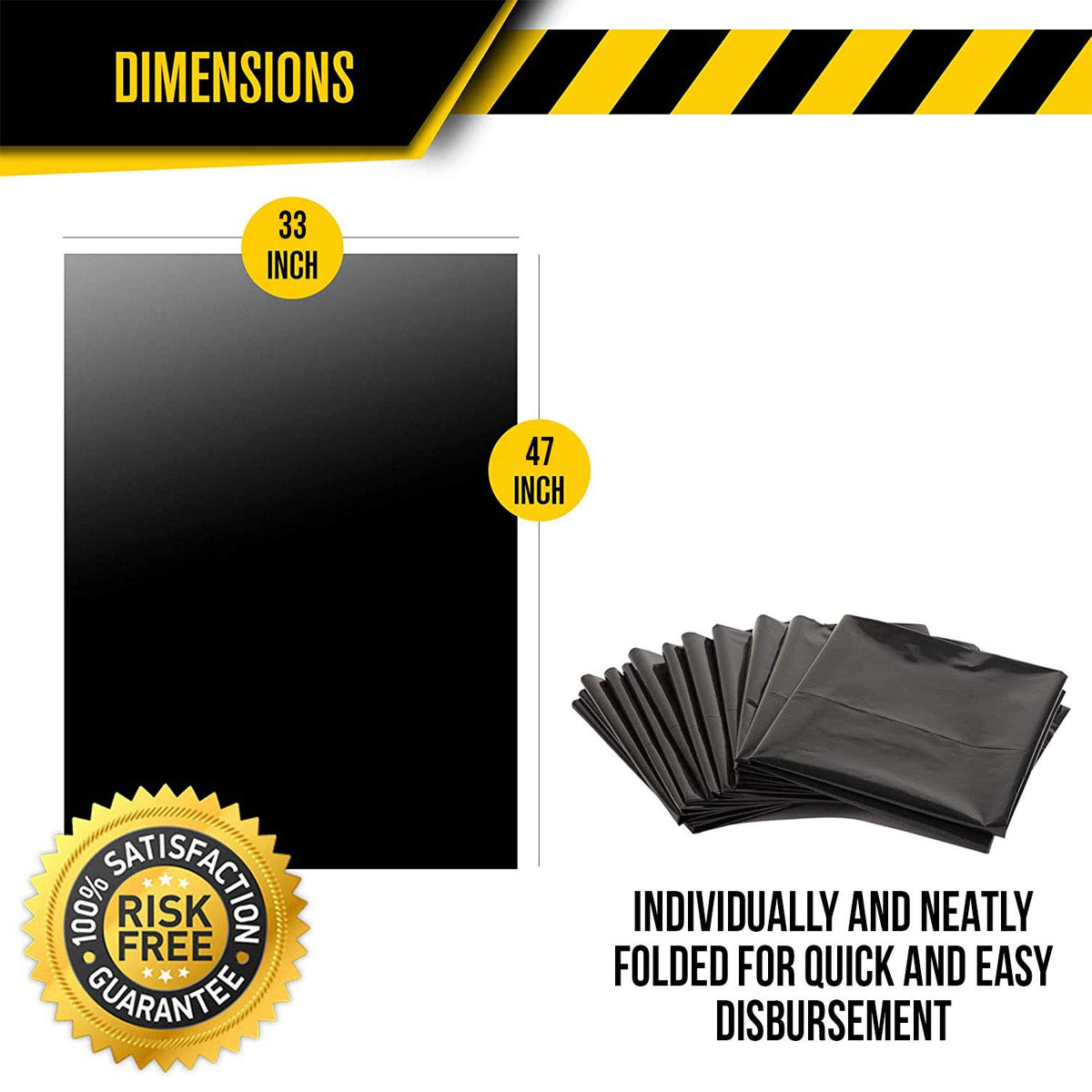 Black 40-45 Gal Trash Bags, 1.5 MIL, 100 Pk B8490