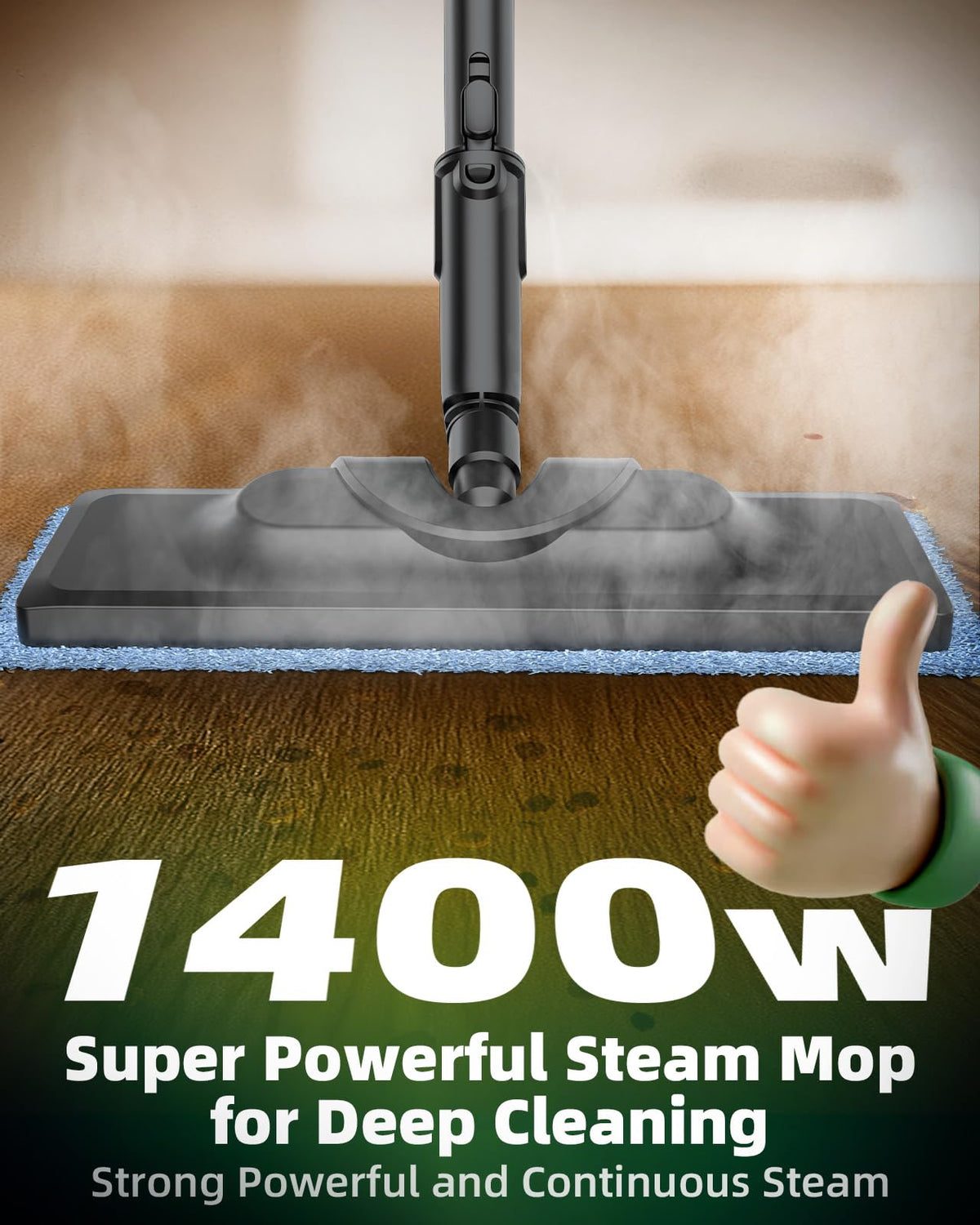 1400W 12-in-1 Steam Mop with Detachable Handheld Steam Cleaner B56168