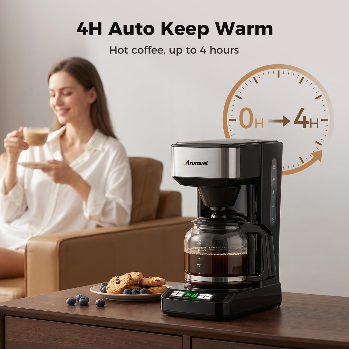 12-Cup Programmable Drip Coffee Maker with Glass Carafe V76276