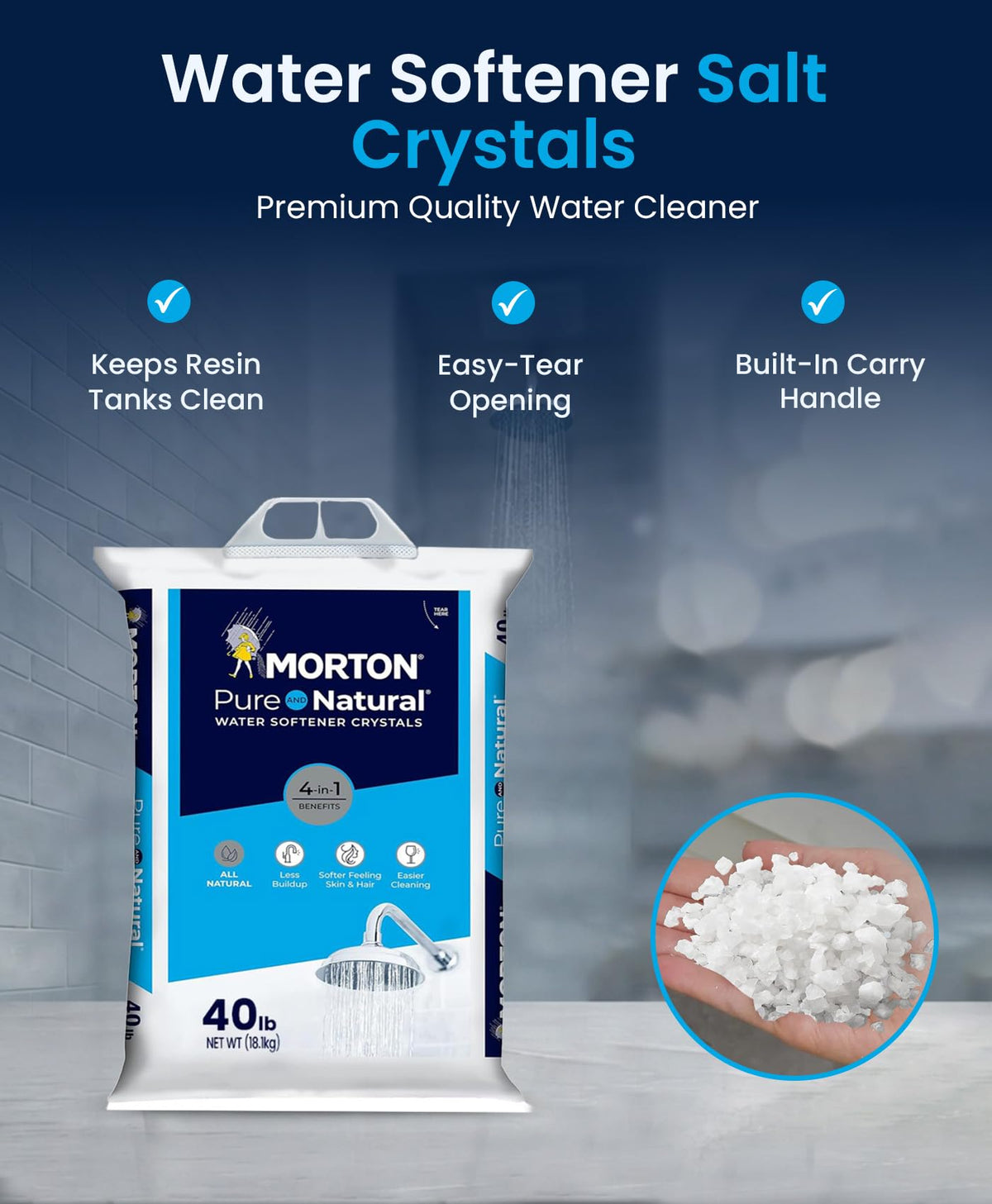 Water Softener Salt Crystals 40 lb Bags 4 Pack D826479
