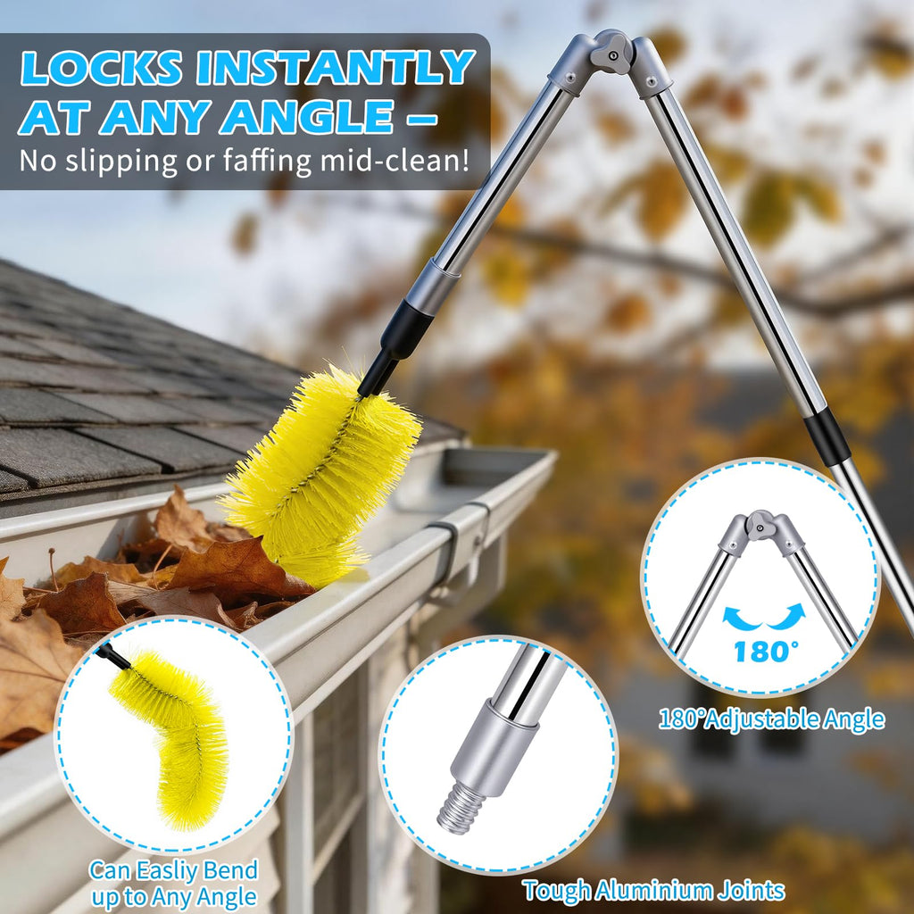 13FT Adjustable Gutter Cleaning Brush Kit with Shovel R103319