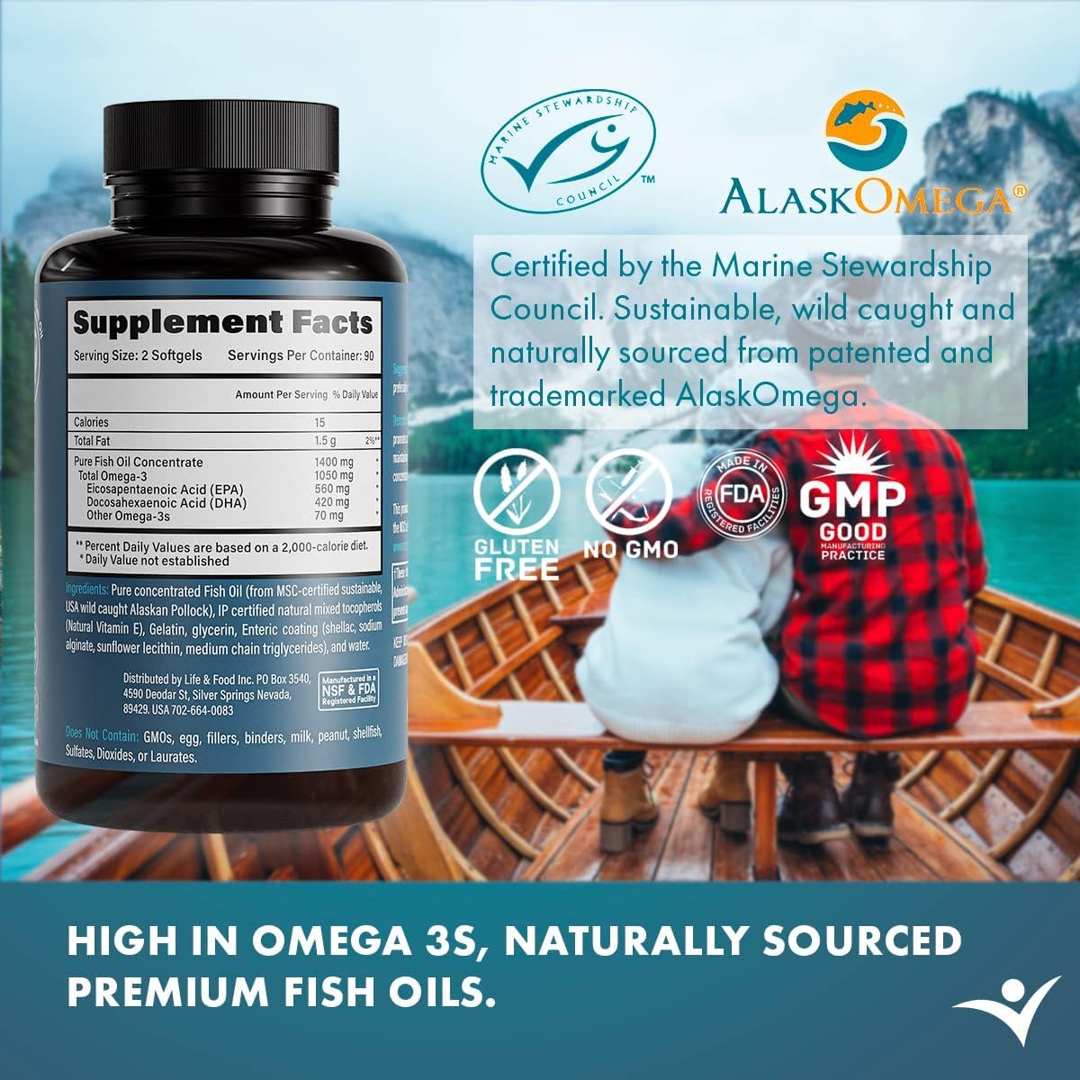 1400 mg Wild Alaskan Fish Oil 180 Softgels G83926