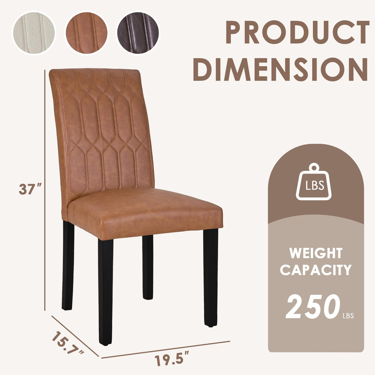 Upholstered Dining Chairs Set of 2 PU Leather Brown W745645