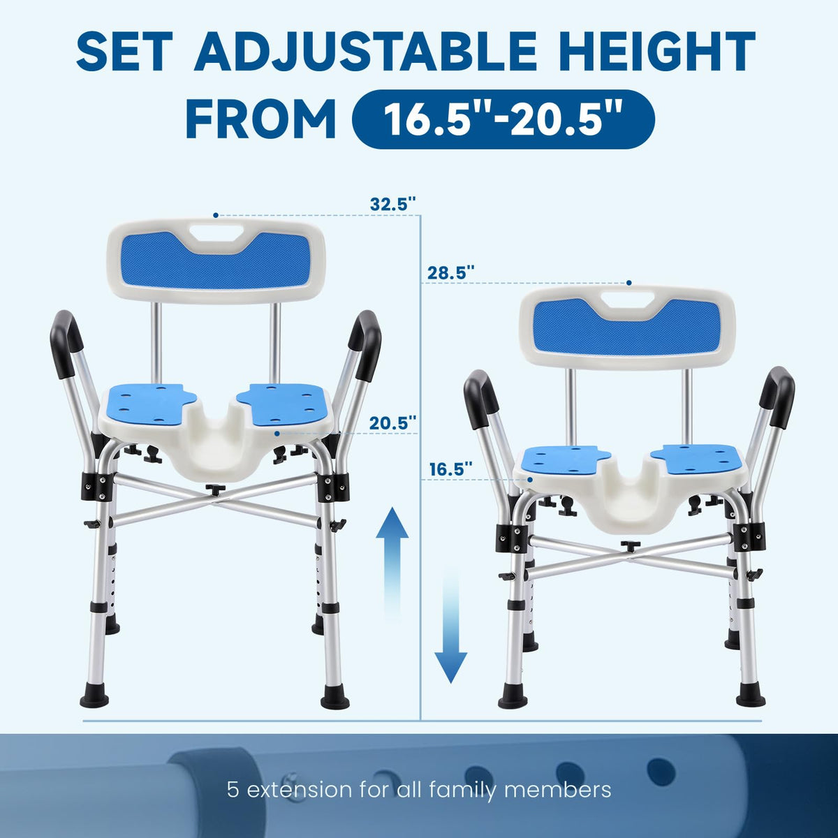 U-Shaped Shower Chair with Arms & Back O841