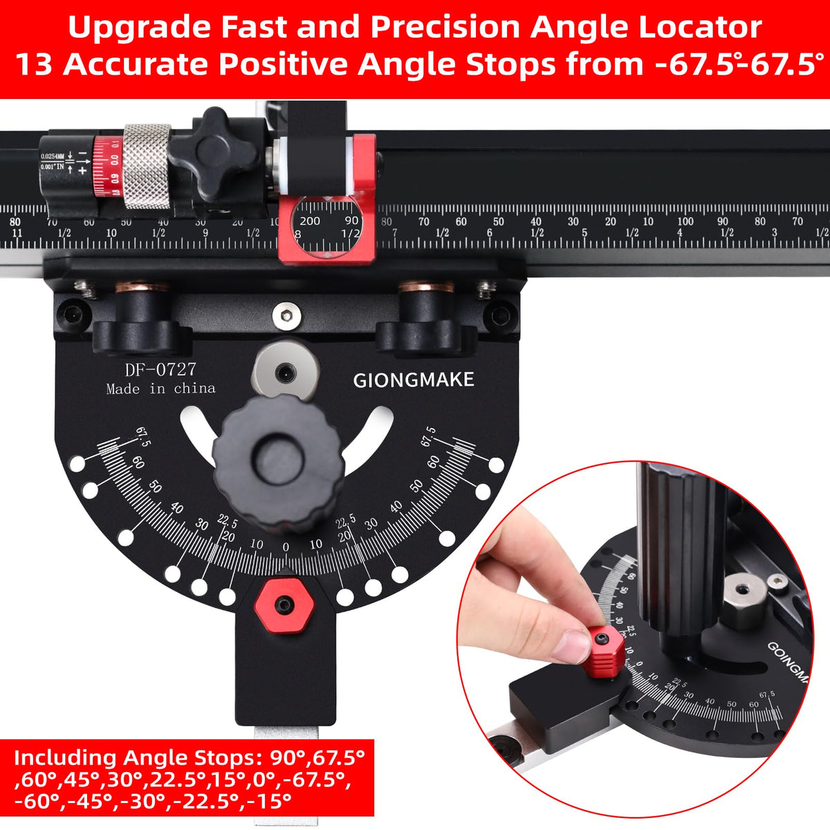 Table Saw Miter Gauge with Extendable Fence and Flip Stop D408444