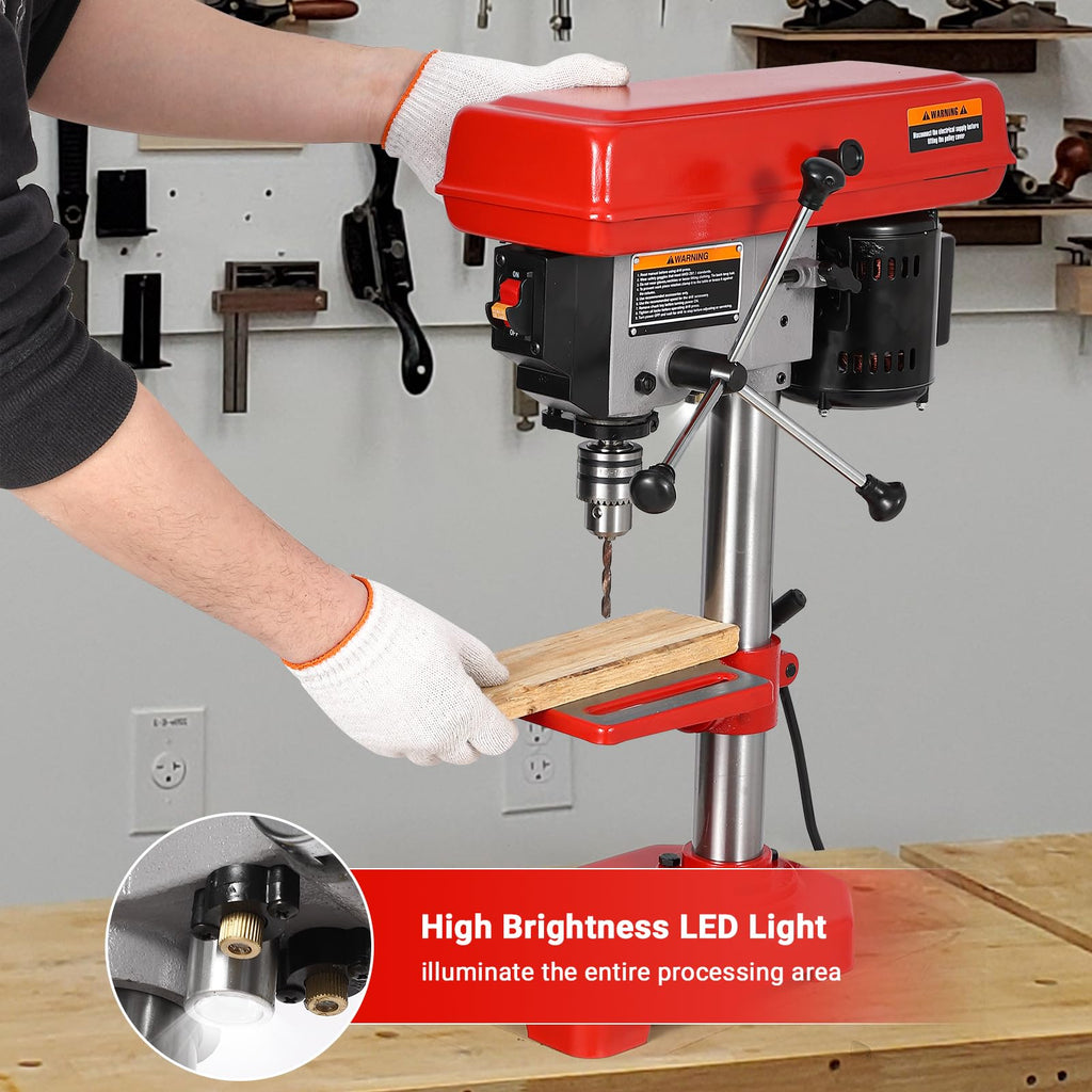 8" Benchtop Drill Press with 5 Adjustable Speeds and Tilting Worktable I5158