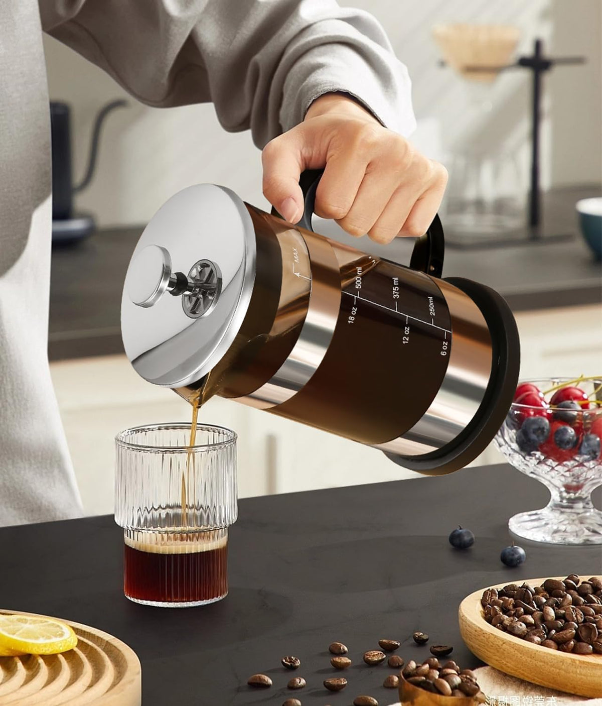 French Press Coffee Maker 21 oz Borosilicate Glass L20502